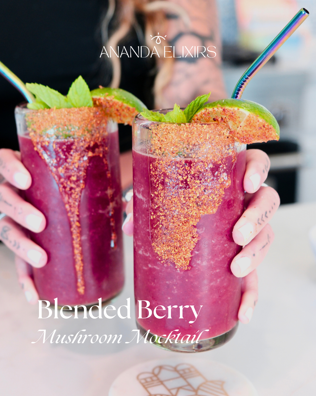 Blended Berry Mushroom Mocktail