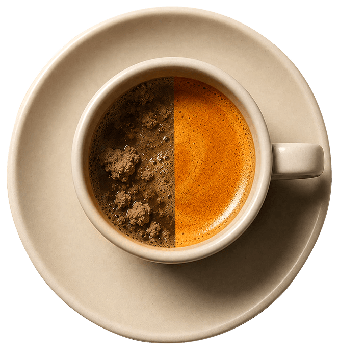Earthy mushroom coffee viewed from above